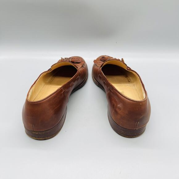 Johnston & Murphy Shoes Men 9 Brown Leather Kiltie Tassel Loafers Vtg Made Italy main image 9